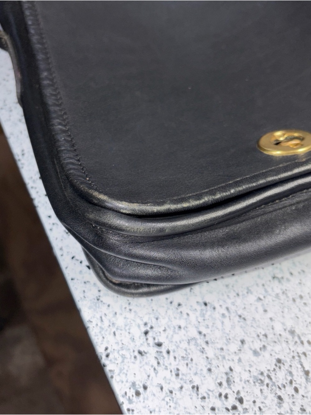 Vintage 1980s Coach Compact Pouch Crossbody Bag #9620 Black Made In USA